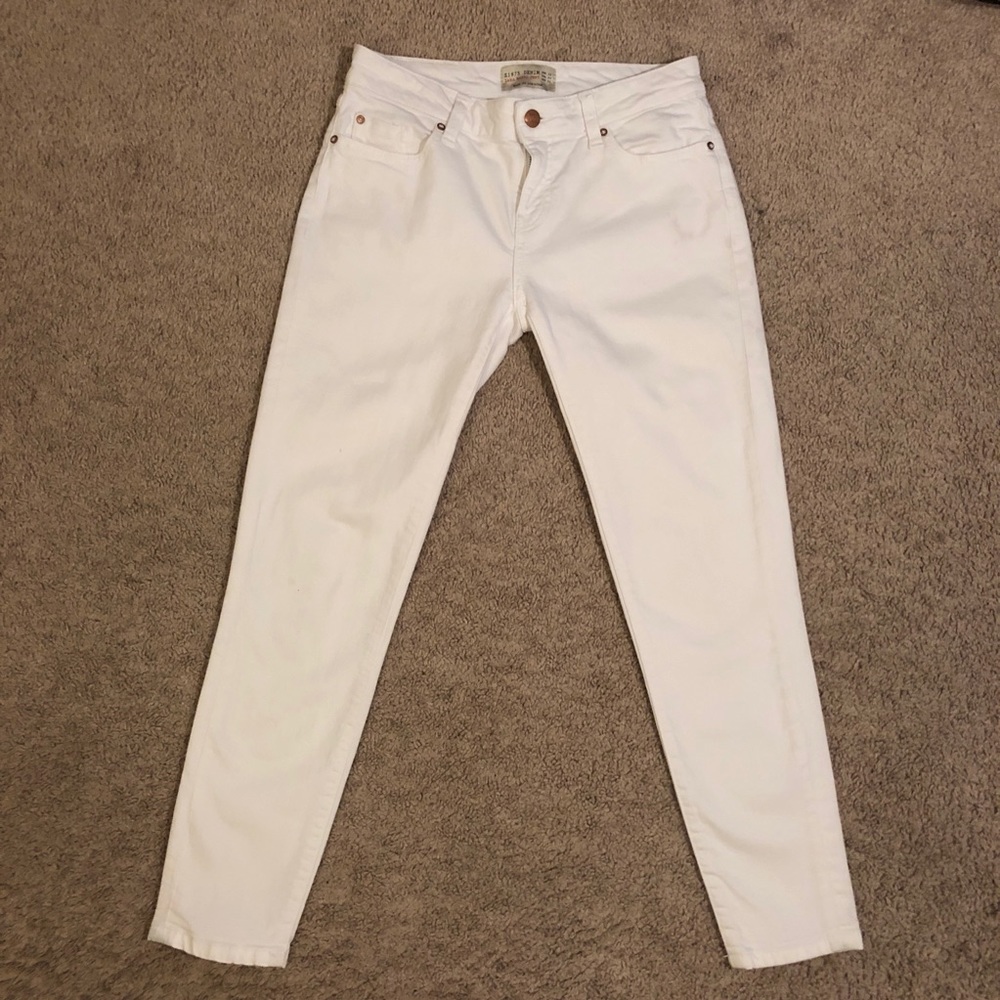 Women’s zara basic dept white jean pants 4